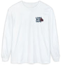 White sweatshirt with 'Lost Mix Tape' text on a white background