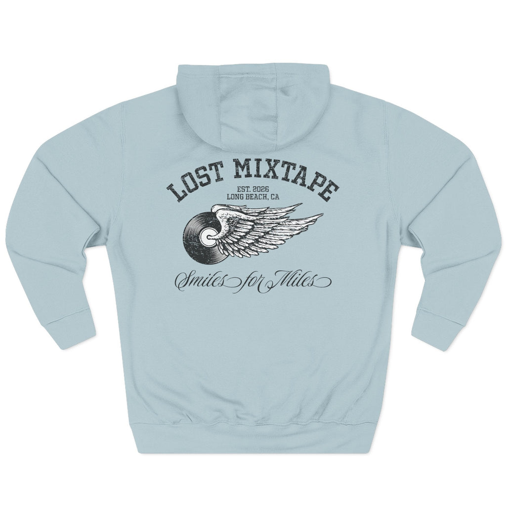 Light blue hoodie with 'Lost Mixtape' design on a white background