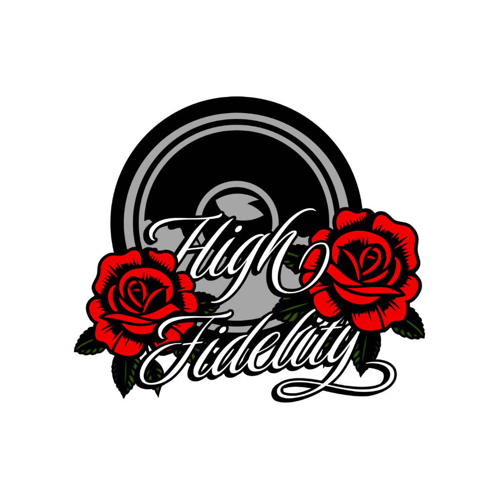 Logo with red roses and 'High Fidelity' text on a white background