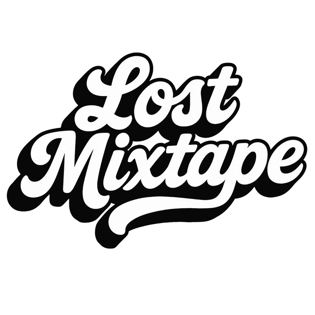 Black and white 'Lost Mixtape' text on a white background